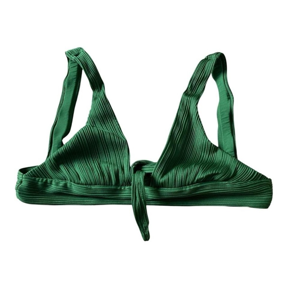Robin Piccone green pleated bikini top